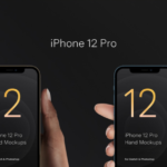 Handheld iPhone 12 prototype mockup, handheld iPhone 12 Pro prototype mockup template source file PSD download